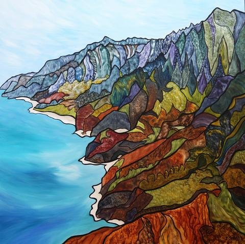 Virtually There - Na Pali Coast, Kauai by Miranda Jane Caird, Acrylic, 2016